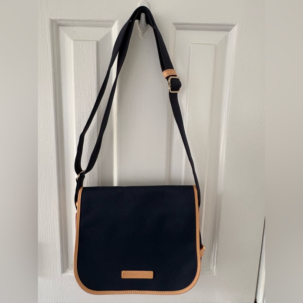 Dooney & Bourke Navy Canvas Crossbody Bag Tan Leather Trim Made in USA - Picture 5 of 9